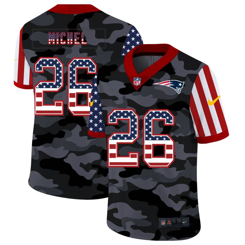 Men New England Patriots #26 Michel 2020 Nike USA Camo Salute to Service Limited NFL Jerseys